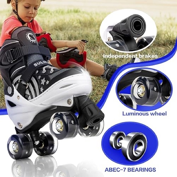 Rainbow Unicorn 4 Size Adjustable Light up Roller Skates & Kids- Youth Large - Picture 4 of 5